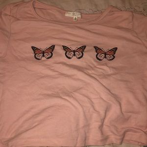 Pink butterfly tee